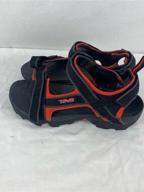 Teva Youth Size 5 Sport Hiking Sandals Black Red Hook & Loop